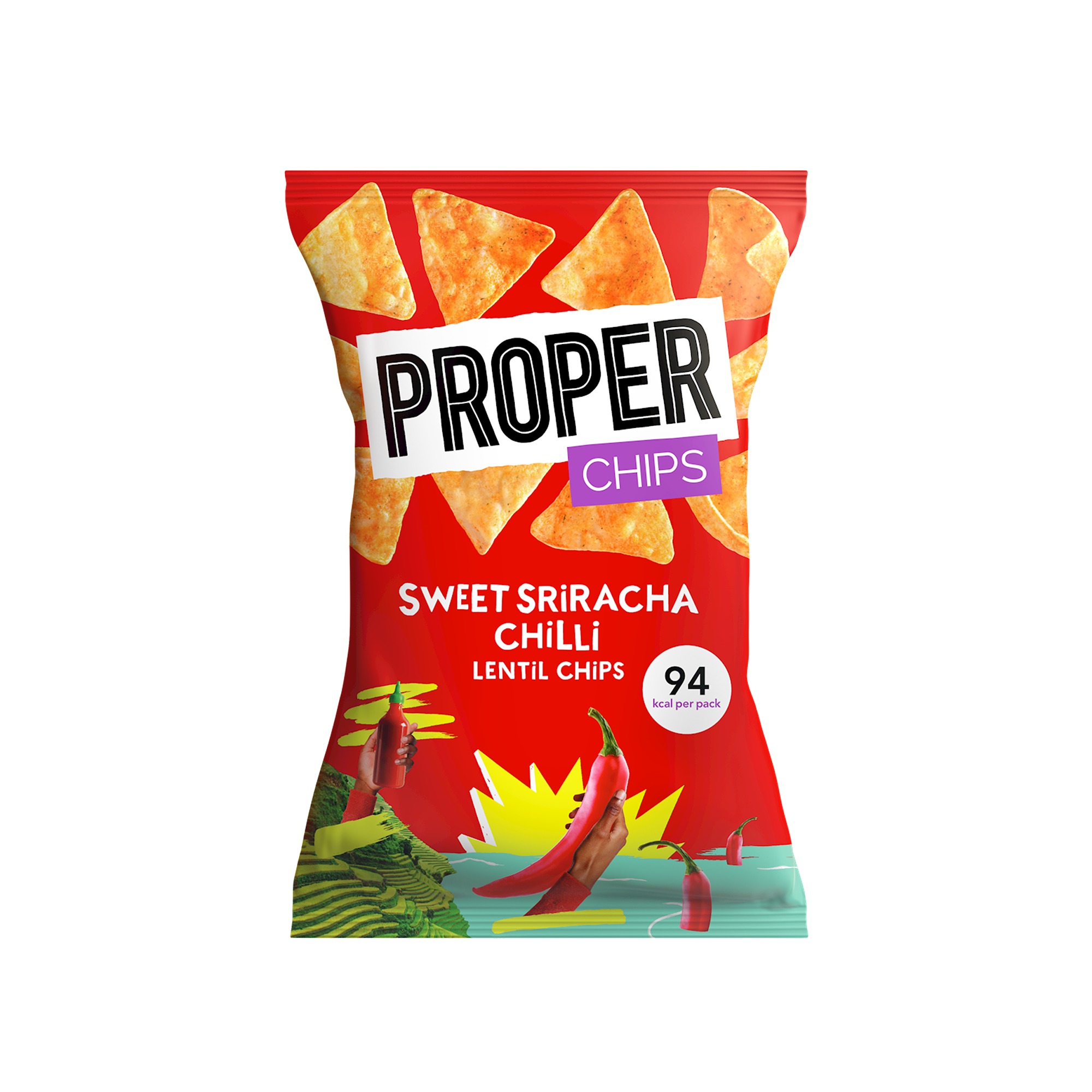Properchips Impulse Lentil Chips - Sweet Sriracha Chilli (24x20g)