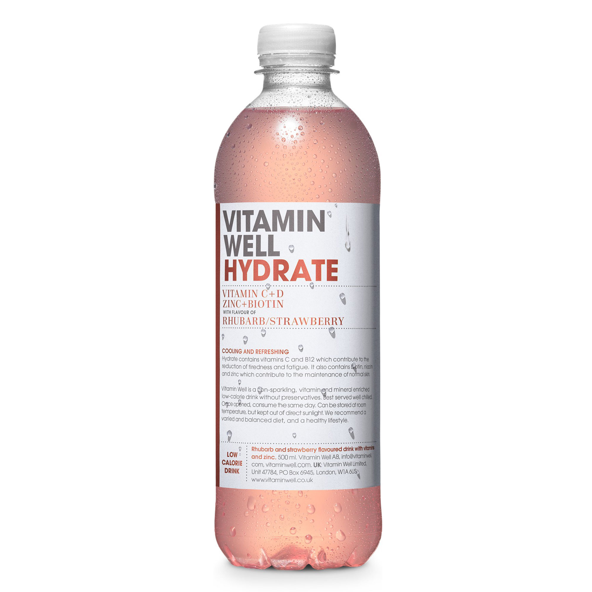 Vitamin Water - Hydrate Rhubarb and Strawberry (12x500ml)